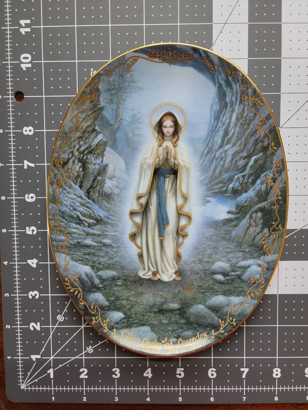 The Bradford Exchange "Our Lady Of Lourdes Oval Porcelain Plaque